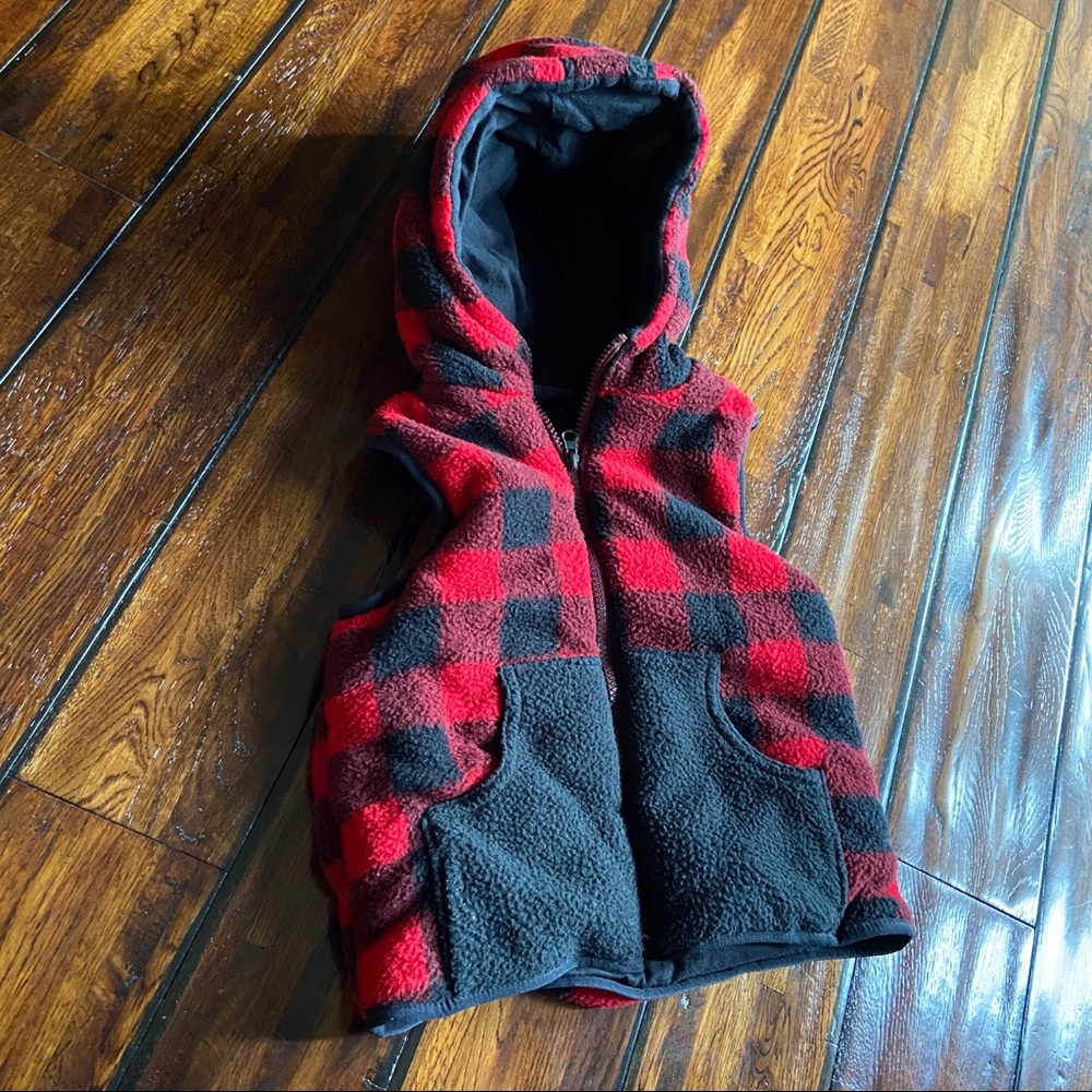 Buffalo Plaid Vest With Hood